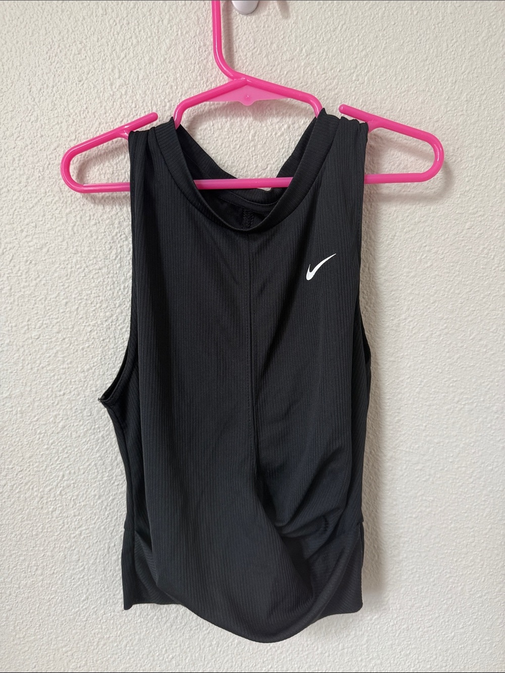 Nike Women’s Black Ribbed Athletic Tank with White Swoosh